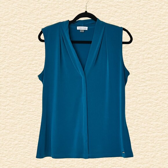 Calvin Klein Teal Sleeveless Blouse (Size L) - Picture 1 of 1